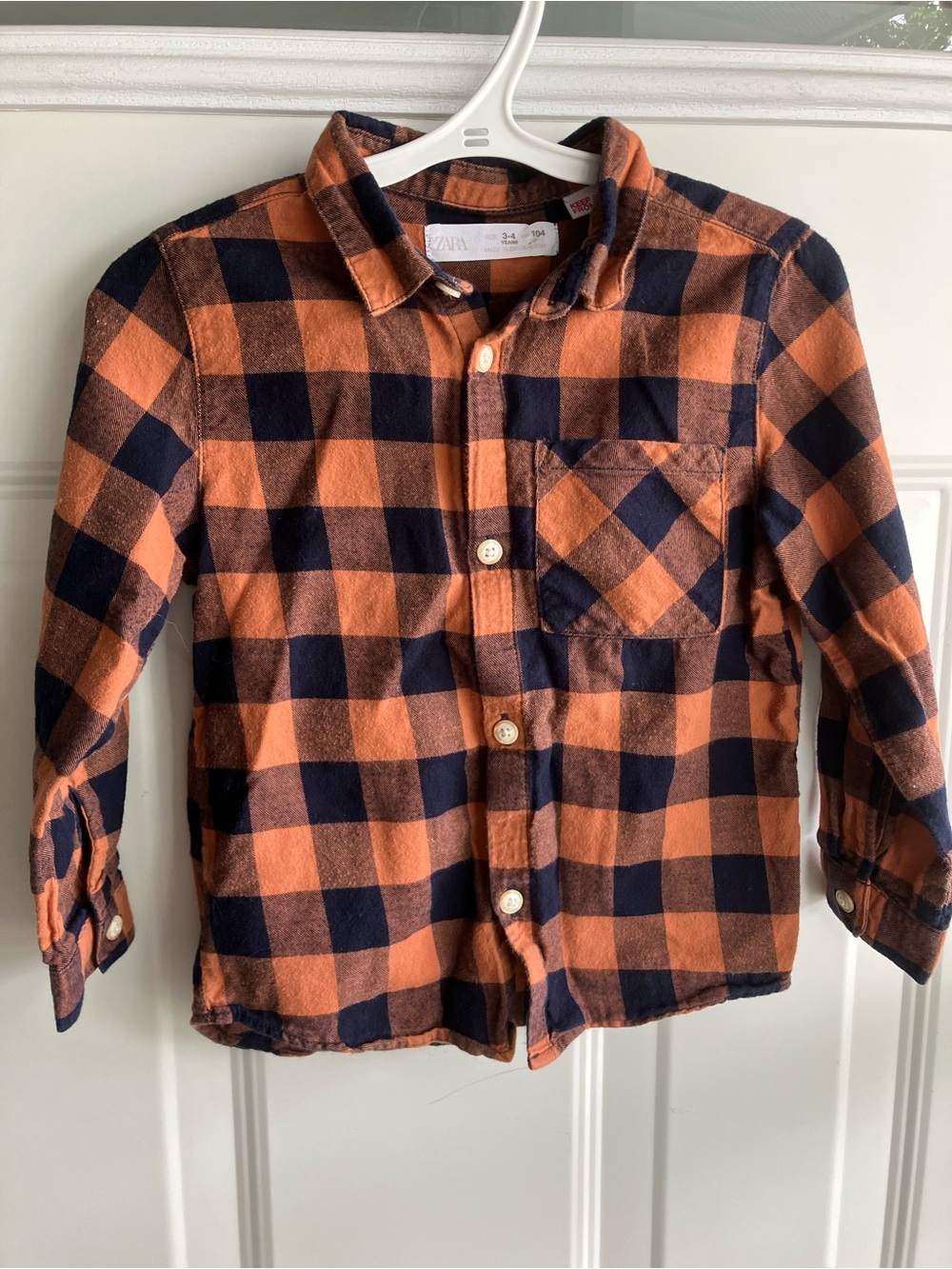 Zara black brown plaid flannel button down 3T 4T